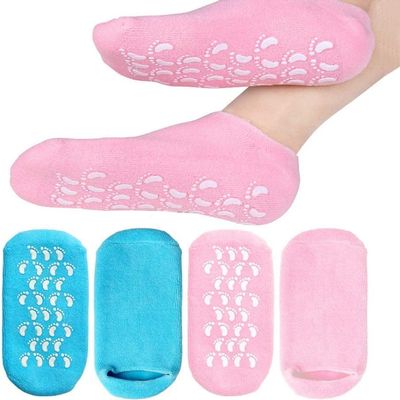 FEEXME Spa Gel Socks for Women and Men  Moisturizing and Repairing Silicone Socks for Cracked Heels,Dry Feet, and Callus Removal,Jojoba Oil, Vitamin E,Olive Oil Infused |Washable and Reusable