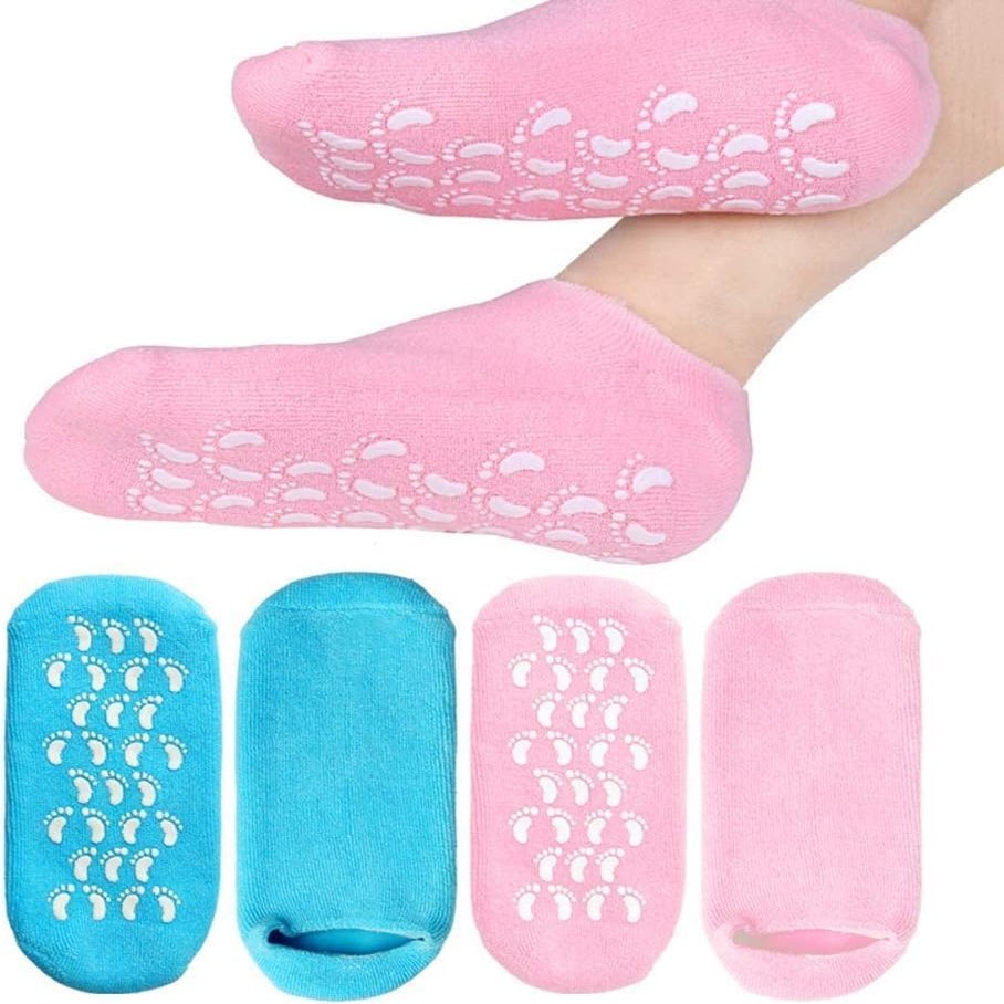 FEEXME Spa Gel Socks for Women and Men  Moisturizing and Repairing Silicone Socks for Cracked Heels,Dry Feet, and Callus Removal,Jojoba Oil, Vitamin E,Olive Oil Infused |Washable and Reusable