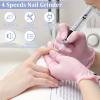 Electric Nail Drill Kit, Cordless Electric Nail File, 4-Speed Manicure & Pedicure Kit, Portable Nail Buffer Nail Filer for Natural Nails, Rechargeable Low Noise Electric Nail Grinder for Beginners view 2