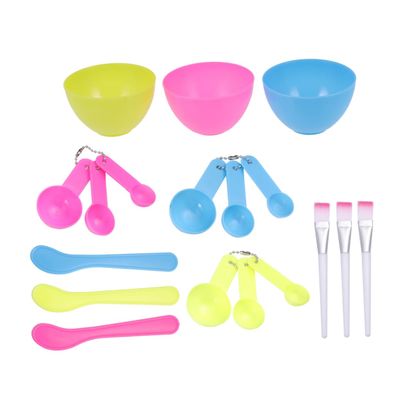 Didiseaon 3set Diy Facial Mask Mixing Tool Set Kit with Bowl Brush Spoon Skincare Routine Pink Yellow Blue and Homemade Facial Masks