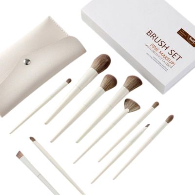 10Pcs Makeup Brushes Set Premium Vegan Foundation Concealers Blush Eyeshadow Eyeliner Blending Face Brush Set No Loss of Bristles (10 Makeup BrushesGift Box)