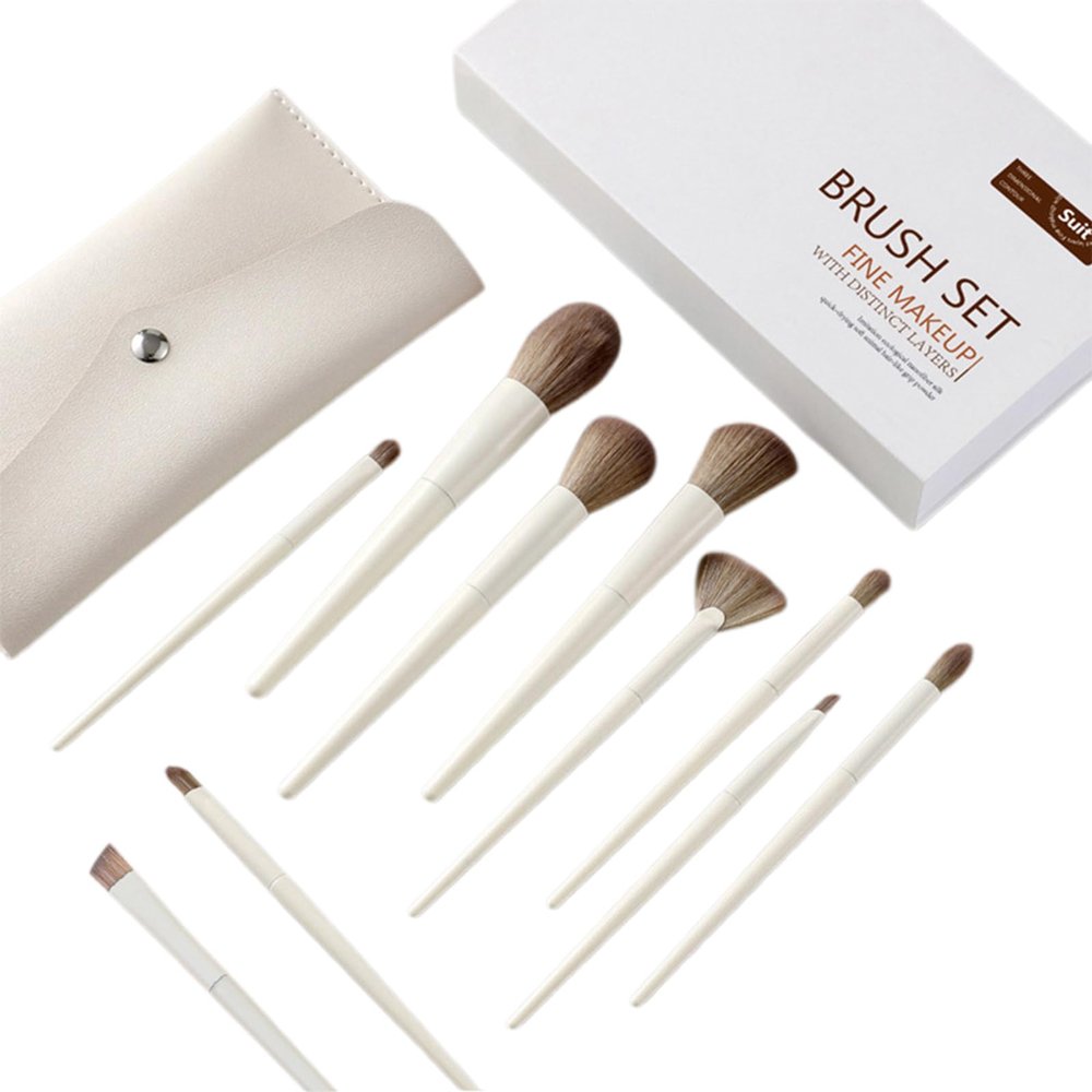 10Pcs Makeup Brushes Set Premium Vegan Foundation Concealers Blush Eyeshadow Eyeliner Blending Face Brush Set No Loss of Bristles (10 Makeup BrushesGift Box)