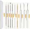 10 Pcs Acssart Blackhead Remover Tools, Acssart Stainless Steel Blackhead Remover Kit, Pimple Popper Tool Kit, Blackhead Tweezers with 15x Magnifying Glass, Metal Case view 2