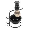 Beard Brush Set, Foam Brush Bowl Stainless Steel Grooming Set for Barber, Hairdresser, Travel, Hotel (Shaving Brush + Lathering Bowl + Brush Stand) view 2