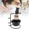 Beard Brush Set, Foam Brush Bowl Stainless Steel Grooming Set for Barber, Hairdresser, Travel, Hotel (Shaving Brush + Lathering Bowl + Brush Stand) view 3
