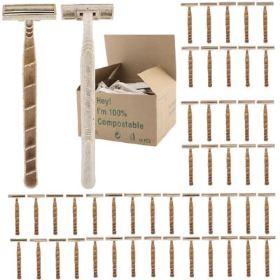 Disposable Razors Bulk for Men & Women  Twin Blade Unisex Shavers  Eco-Friendly, Biodegradable, Non-Toxic, Made from Recycled Wheat Straw 200 Count (Pack of 4)