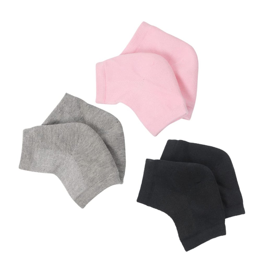 AUTSUPPL 3pairs Comfortable Gel Heel Socks Ankle Socks for Foot Moisturization Grey