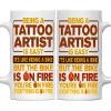 11oz Tattoo Artist Mug - Funny Tattoo Artist Gift, Humor Ceramic Coffee Mug Being A Tattoo Artist Is Easy, Like Riding A Bike On Fire - Unique 11oz Cup for Tattoo Artist Pros view 1