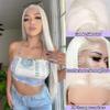 gengchang66 Wigs White Platinum Blonde Straight Lace Front Human Hair Wigs 13x4 HD Transparent 180% Density Lace Front Wigs(Platinum,18 Inch) view 2
