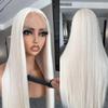 gengchang66 Wigs White Platinum Blonde Straight Lace Front Human Hair Wigs 13x4 HD Transparent 180% Density Lace Front Wigs(Platinum,18 Inch) view 3