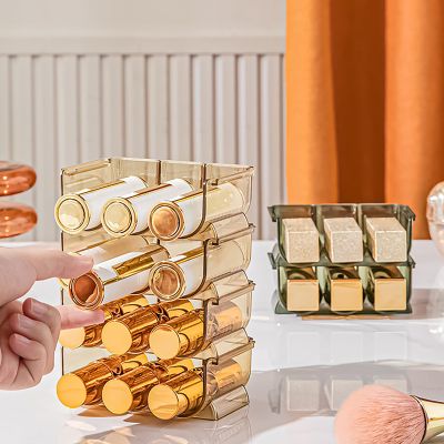 Walfront 3pcs Transparent Lipstick Holder, Clear Holder Holders, Stackable Clear Tower Lip Gloss Storage Stan for Tidy Makeup Collection for Lipgloss (Green)