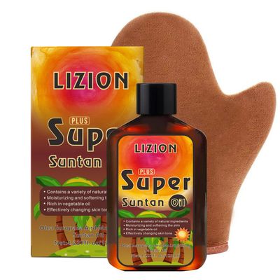 Self-Tanning Oil with Rosehip, Olive & Sweet Almond Oil - Moisturizing & Bronzing Tanning Oil for Face & Body, Natural Glow for Beach & Daily Use, Includes Applicator Mitt