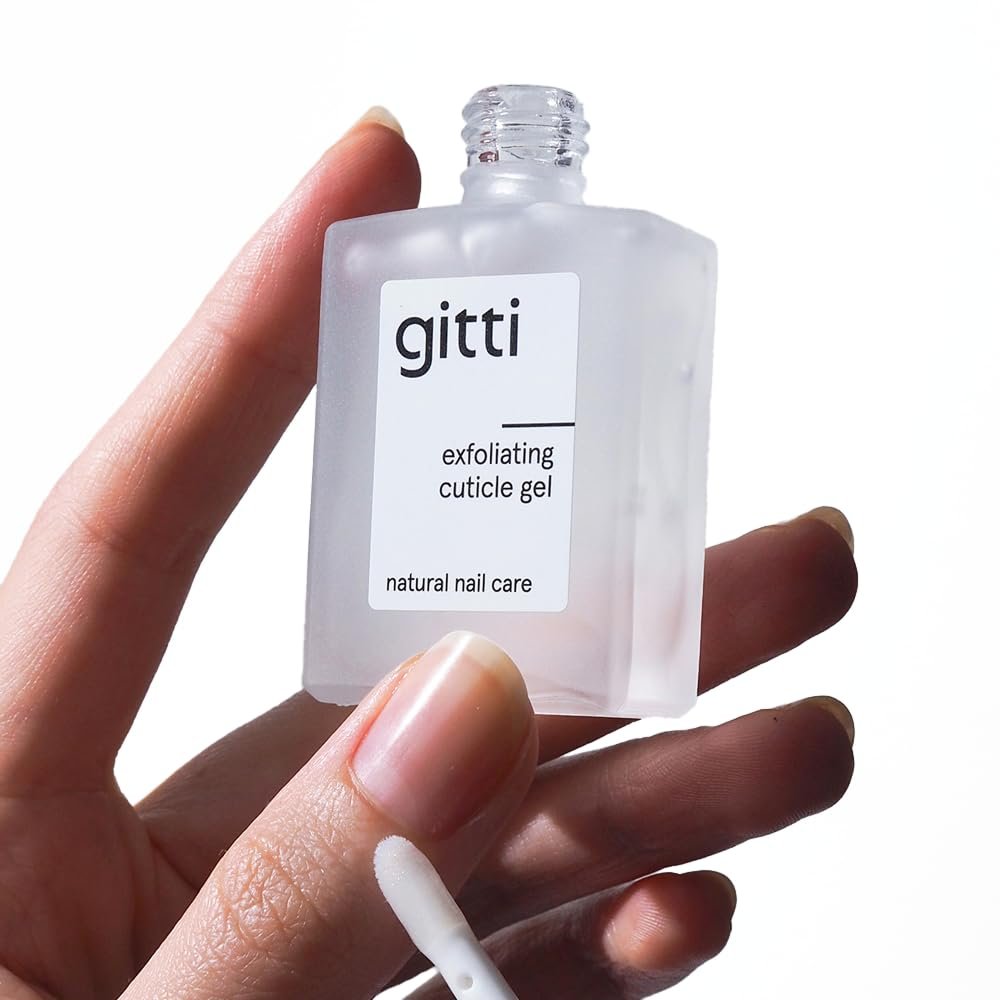 gitti Exfoliating Cuticle Gel I Natural Nail Care, Non-Toxic, Plant-based, 99% Natural Origin, Cruelty-Free, Vegan I Cuticle Softener & Remover Treatment, Flock Applicator, Nail Recovery (0.5 fl oz)