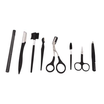 aqxreight 8 Pcs Eyebrow Grooming Kit Black Rustproof Stainless Steel Eyebrow Trimming Kit Beauty Tools with Storage Bag Eyebrow Pencil Doub Eyebrow Grooming KitEyebrow Trimming KitEyebrow
