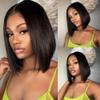 13x4 Lace Front Bob Wig Human Hair Lace Glueless Bob Wig Human Hair HD Transparent Short Straight Frontal Bob Wig for Black Women Human Hair Pre Plucked with Baby Hair Free Part Natural Color 14Inch view 1