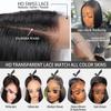 13x4 Lace Front Bob Wig Human Hair Lace Glueless Bob Wig Human Hair HD Transparent Short Straight Frontal Bob Wig for Black Women Human Hair Pre Plucked with Baby Hair Free Part Natural Color 14Inch view 2
