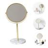 1pc Marble Vanity Mirror Tabletop Vanity Makeup Table Top Mirror Makeup Mirror with Base Rotatable Makeup Mirror Gold Makeup Mirror Round LED Makeup Mirror Desktop Mirror Golden/1751 view 2
