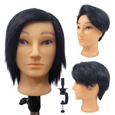 Barber Mannequin Head Male Haircut Training Head Men Human Hair Mannequin Head