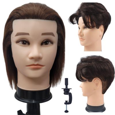 Barber Mannequin Head Male Haircut Training Head Men Human Hair Mannequin Head