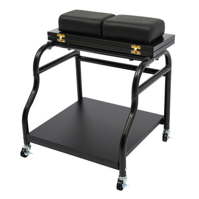 NEATOOM 2-Tier Pedicure Foot Rest Cart, Portable Esthetician Trolley Cart, Beauty Salon Nail Or Foot Bath Spa Trolley with Foldable Top & Wheels (Black)