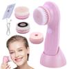 1Set Electric Face Brush, With 3 Interchangeable Heads Electric Face Scrubber, 3 In1 Exfoliating Massage USB Rechargeable Scrubber, Suitable for All Skin Types, Brush view 1