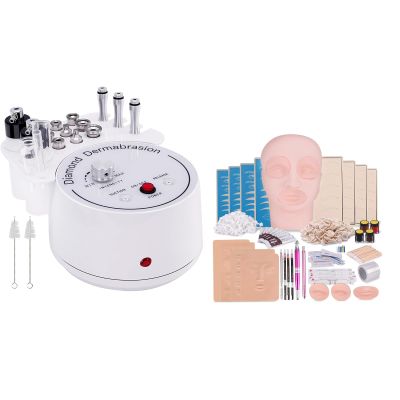 3 in 1 Diamond Micro DermaBrasion Machine&Microblading Practice Kit with Skin for Beginners