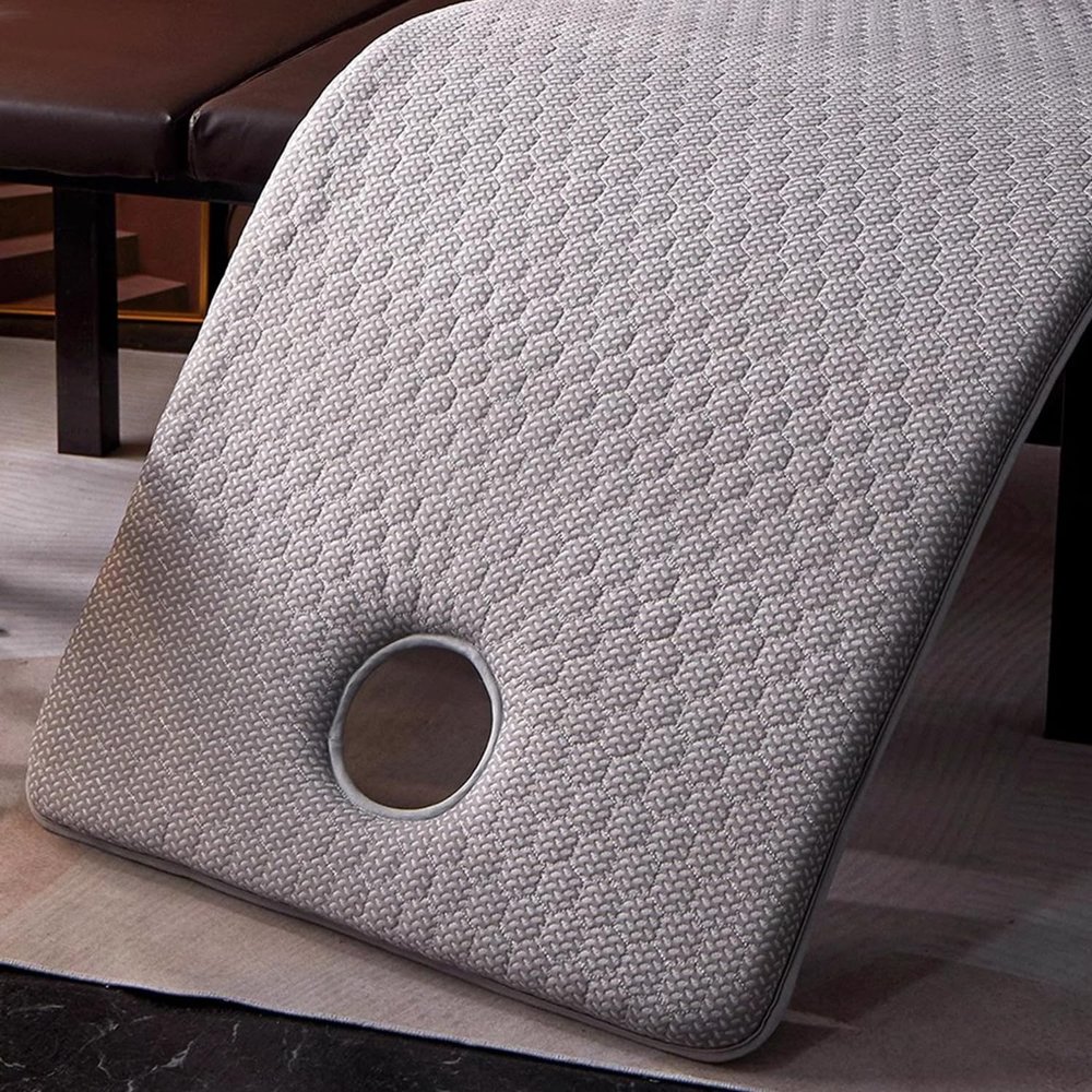 Grey(s),70 * 185cm,LDLCYCN High Density Sponge Massage Table Topper Thicken 7Cm(2.8In) Lash Bed Topper with Elastic Band Non-Slip Spa Bed Pad Massage Accessories Square/Round/Trapezoidal Head