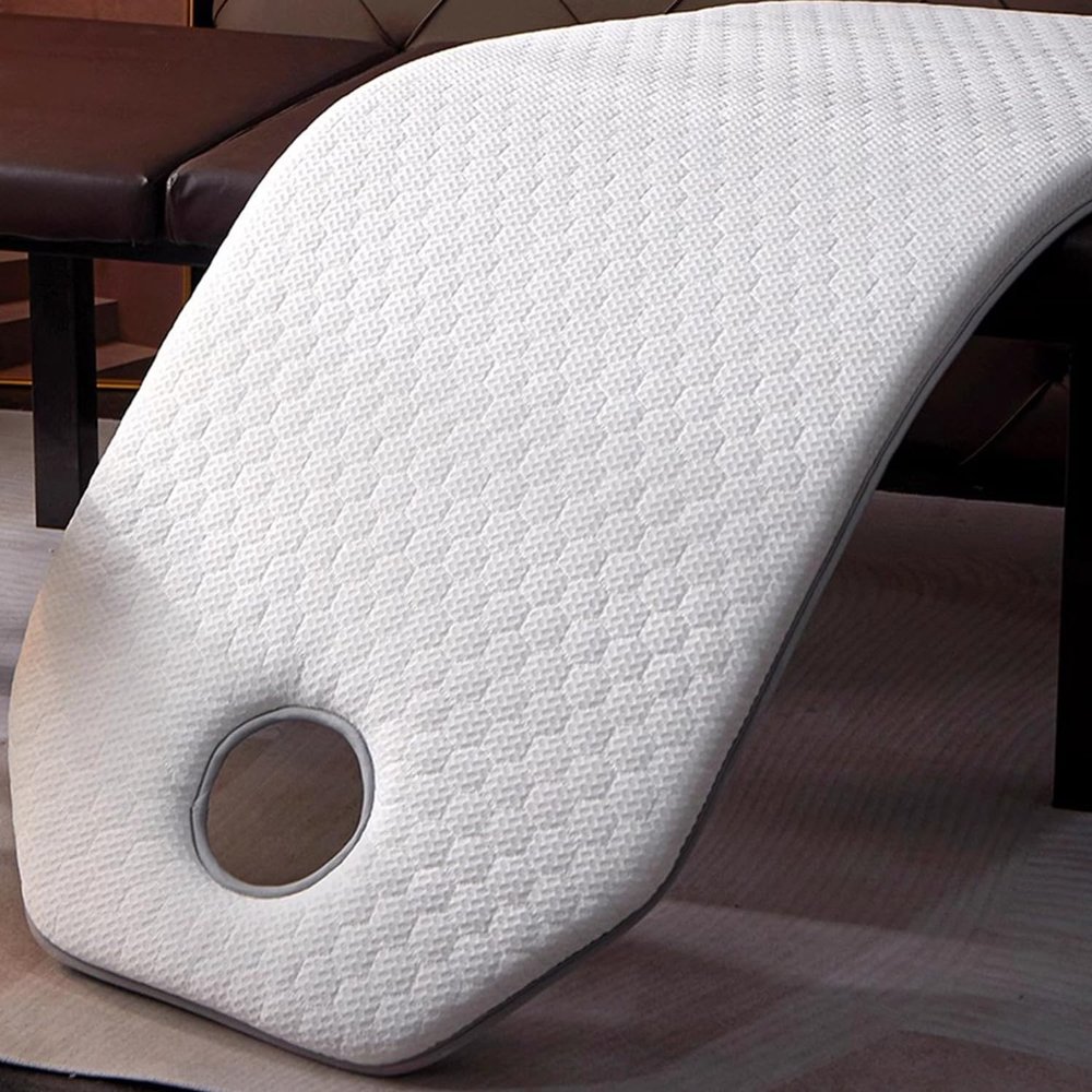 White/a(t),60 * 180cm,LDLCYCN High Density Sponge Massage Table Topper Thicken 7Cm(2.8In) Lash Bed Topper with Elastic Band Non-Slip Spa Bed Pad Massage Accessories Square/Round/Trapezoidal Head