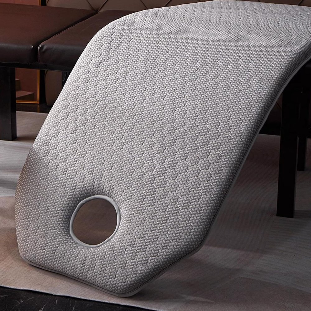 Grey(t),60 * 180cm,LDLCYCN High Density Sponge Massage Table Topper Thicken 7Cm(2.8In) Lash Bed Topper with Elastic Band Non-Slip Spa Bed Pad Massage Accessories Square/Round/Trapezoidal Head