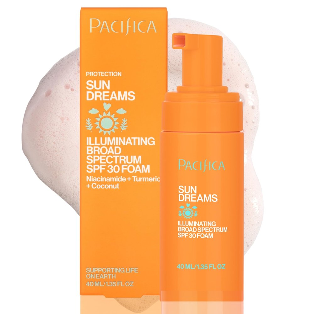 Pacifica Facial Sunscreen - Sun Dreams Illuminating SPF 30 Foam Broad Spectrum Every Day Face Lotion UVA/UVB Protection