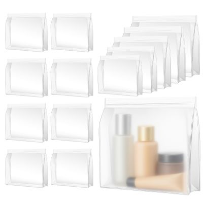 30 Pack Clear Makeup Bag Organizer Cosmetic Zipper Pouch TSA Approved Small Travel Pouches for Toiletries Transparent EVA Reusable Water-resistant Plastic Clear Gift Bags Bulk, (Frosted, Mixed Sizes)