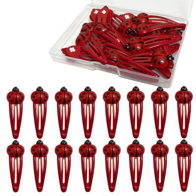 20 Pcs Ladybug Hair Clips - 5cm/1.96inch Animal Snap Barrettes, Miraculous Ladybug Decor, Cute Red Hair Pins, Girls & Women Hair Accessories