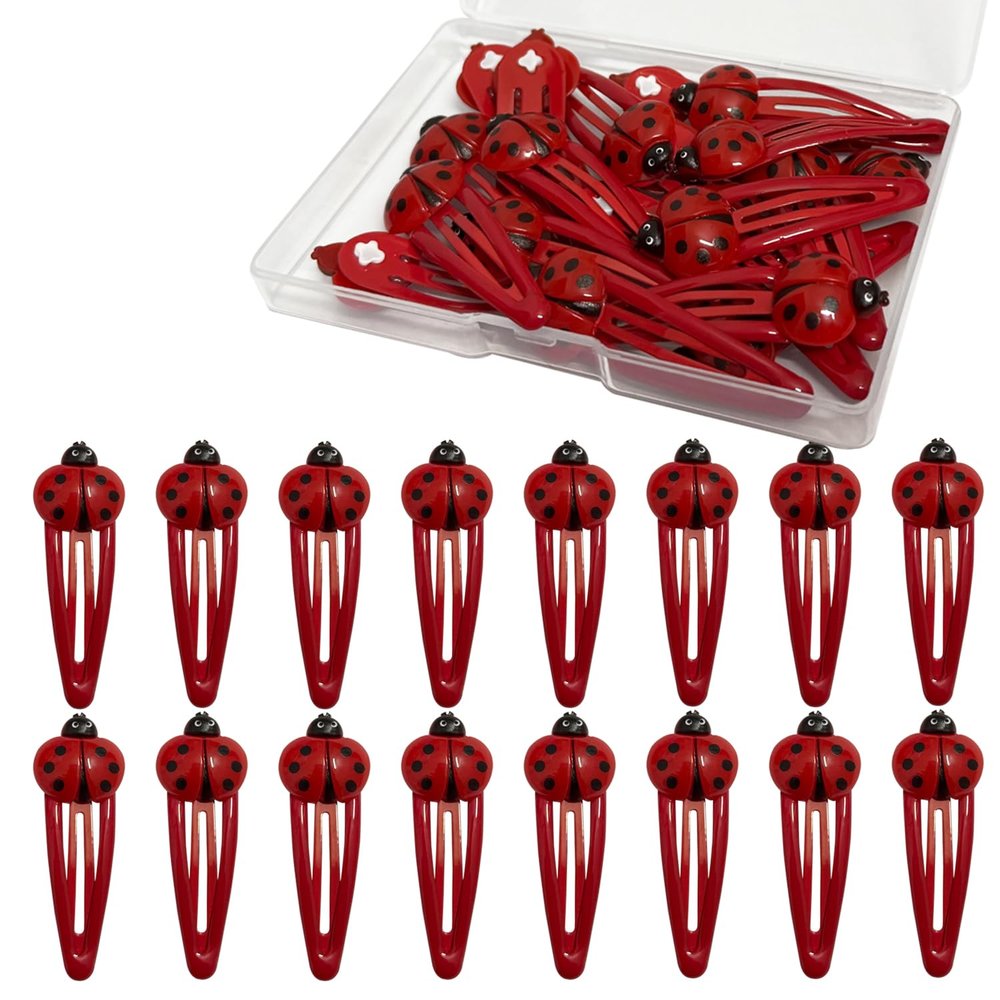 20 Pcs Ladybug Hair Clips - 5cm/1.96inch Animal Snap Barrettes, Miraculous Ladybug Decor, Cute Red Hair Pins, Girls & Women Hair Accessories