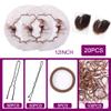 225PCS Hair Nets Set-20 Invisible Hair Nets (12inch) Brown Hair Nets for Dance,Dance Stuff with 100 Bobby Hair Pins,100 Elastic Bands and 5 Hair Ties,Brown 12inch view 2
