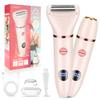 Karrte 2-in-1 Women Electric Shaver Dual Head Bikini Trimmer, Razors for Shaving Pubic Hair, Wet and Dry Cordless Painless Hair Removal for Private Area Pink view 1