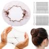 130PCS Hair Nets Set Invisible Elastic Hair Nets for Women U-Shaped Hair Pins for Ballerina Buns - 30pcs Brown Nets (12, 24 Inch) and 50 U-Hair Pins 50pcs Bobby Pins,2 Size Brown view 1