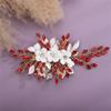 Bridal Hair Clip Rhinestone Flower Wedding Head Accessories Jewelry Trendy EN8 Pink Headpice For Women Silver Tiaras Red view 2