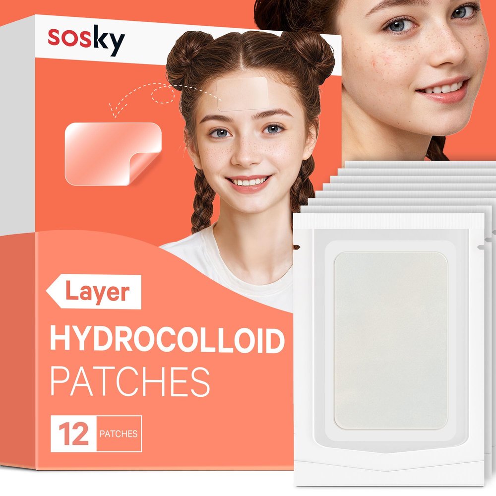 Sosky Large Pimple Patches XL Hydrocolloid Acne Patches for Face & Body Cystic Pimple & Zit Patch for Nose Chin Back, Bacne & Breakouts Vegan Cruelty-Free12 Count