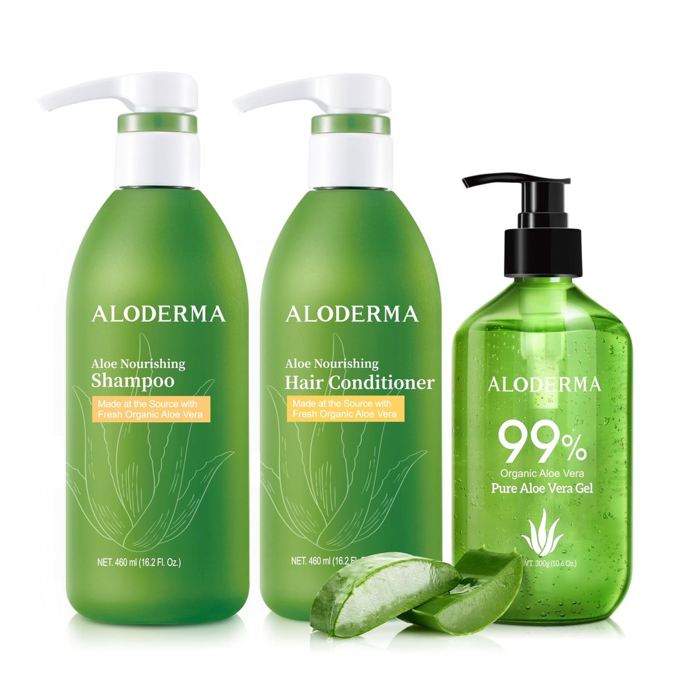 Aloderma Aloe Nourishing St - Nourishing Sampoo, Nourishing Conditioner, Aloe Vera Gel 300g