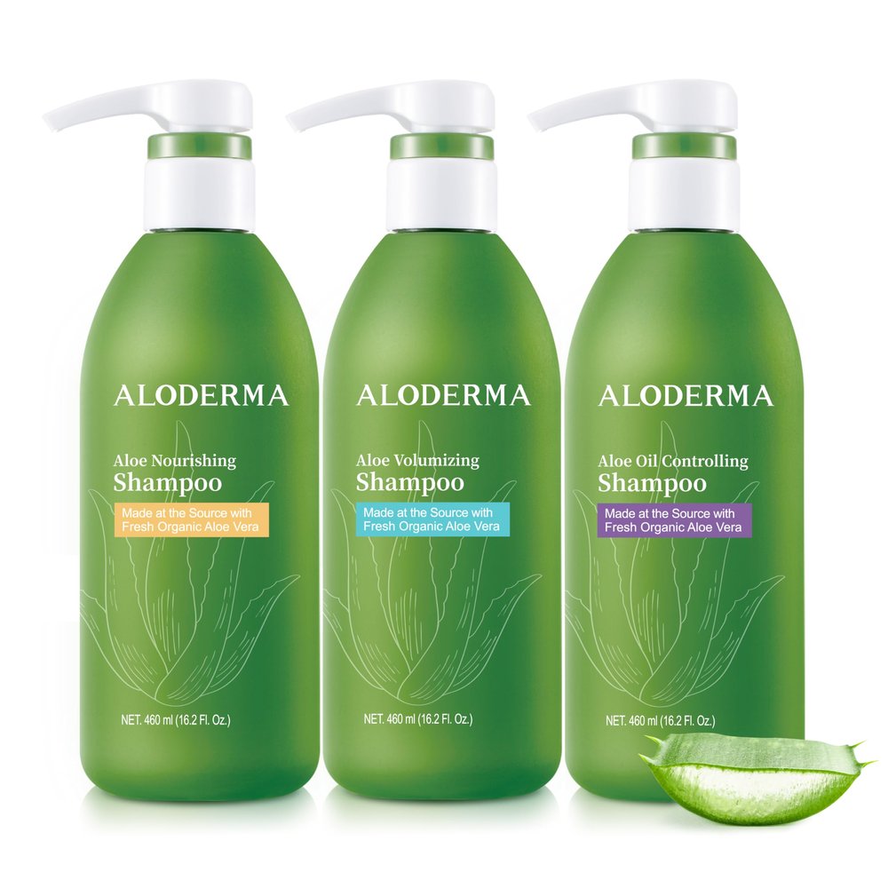 Aloderma Aloe Vera Hair Care Set - Nourishing Shampoo, Volumizing Shampoo, Oil Controlling Shampoo