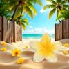 Creamy Yellow Flower Claw Clip, Hawaiian Flower Claw Clips Plumeria Hair Clip Hibiscus Clip for Women Large Clips for Thick Hair,Hair Accessories for Women Large Size for Thick Hair view 2