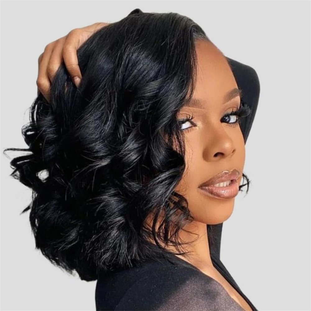 13X4 HD Lace Front Bob Wig Human Hair 180% Density Short Body Wave 13X4 Lace Frontal Bob Wigs For Black Women