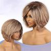 12 In Lace Front Human Hair Wigs For Women Short Layered Wavy Bob Wig With Bangs Remy Human Hair Wigs view 3
