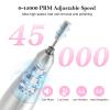 Electric Nail Drill Professional: 45000RPM Rechargeable Nail File with Bits & Base for Acrylic Gel Nails, Professional Nail Drill Manicure Pedicure Polishing Shape Tools for Home Salon view 3