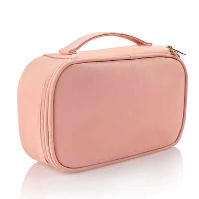 YWMLFZ Short distance travel makeup bag portable double-layer folding makeup box PU leather travel storage bag