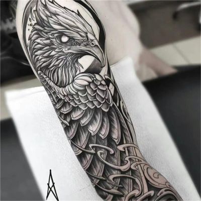 2pcs Flower Arm Skull Eagle Juice Sticker, Semi-Permanent Realistic Fake Tattoos, Lasts 7-15 Days, Waterproof Non-Reflective Temporary Stickers