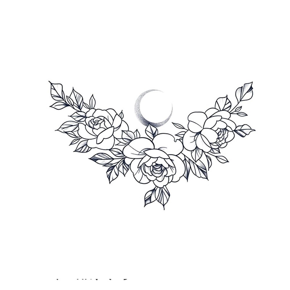 2pcs Chest Long Lasting Moon Vein Flower Juice Semi-permanent Tattoo, Realistic Fake Tattoos, Lasts 7-15 Days, Waterproof Non-reflective Temporary Sticker