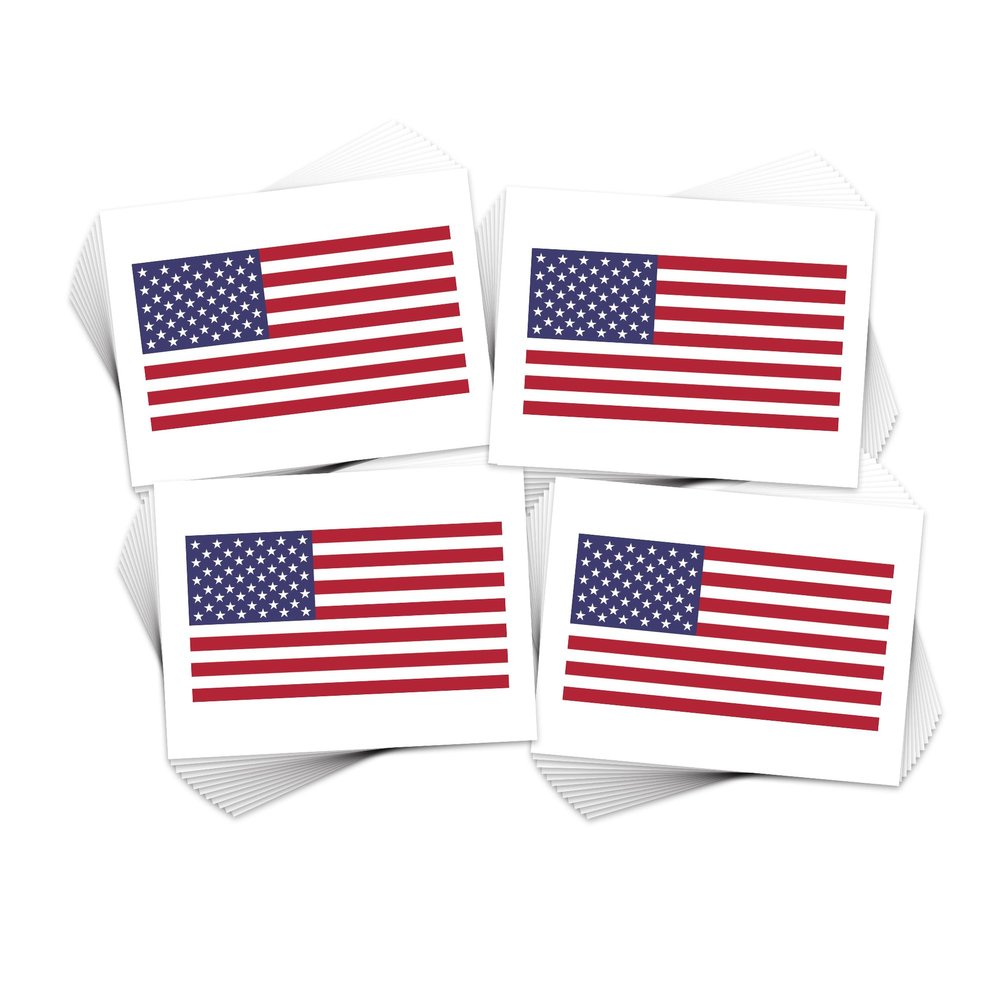 American Flag Temporary Tattoos/Perfect for 4th July - Memorial Day - Veterans Day/Patriotic Body Art/Skin Safe/Removable (American Flag 48pk)