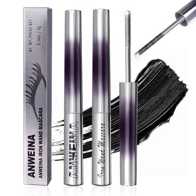 2PCS Iron Wand Mascara, 2025 New Black Washable Metal WandMascara, 3D Curling Iron Wand Fiber Lash Mascara Extension Super Volume Eyelash Non-Clumping Smudge-Proof Long Lasting (Black)