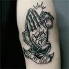 2pcs Praying Hands Juice Tattoo Sticker, Semi-Permanent Tattoo, Realistic Fake Tattoo, Lasts 7-15 Days, Waterproof Non-Reflective Temporary Tattoo Sticker view 1